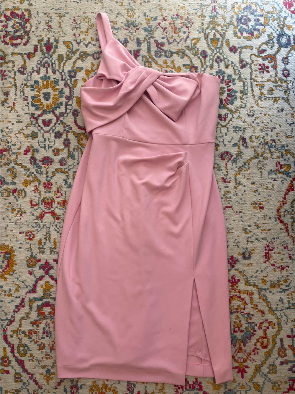 One-Shoulder Pink Bow Dress